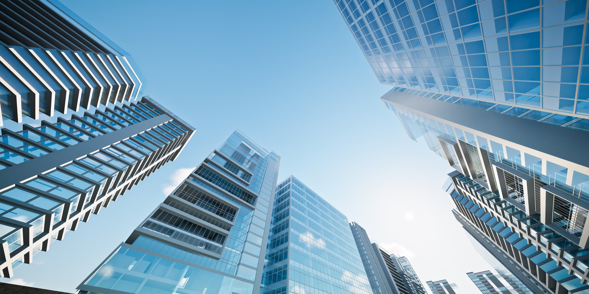 Modern London city skyline with commercial buildings representing corporate business district